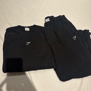SOLDDD Gymshark Black Sweatshirt and Joggers Set with White Logo